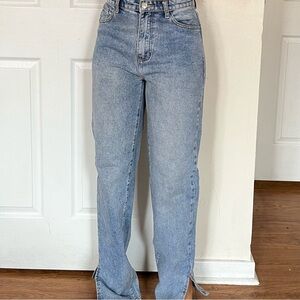Prettylittlething high waisted straight leg blue jeans